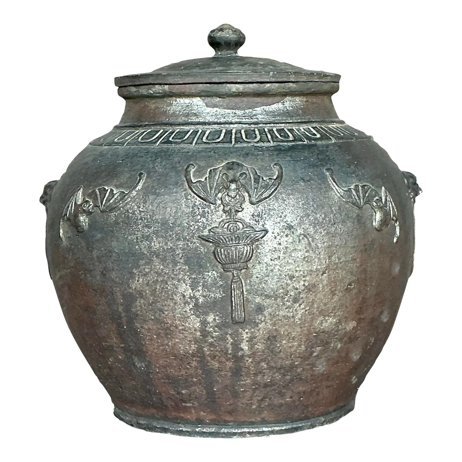 Vintage Boho Bat Wing Lidded Urn