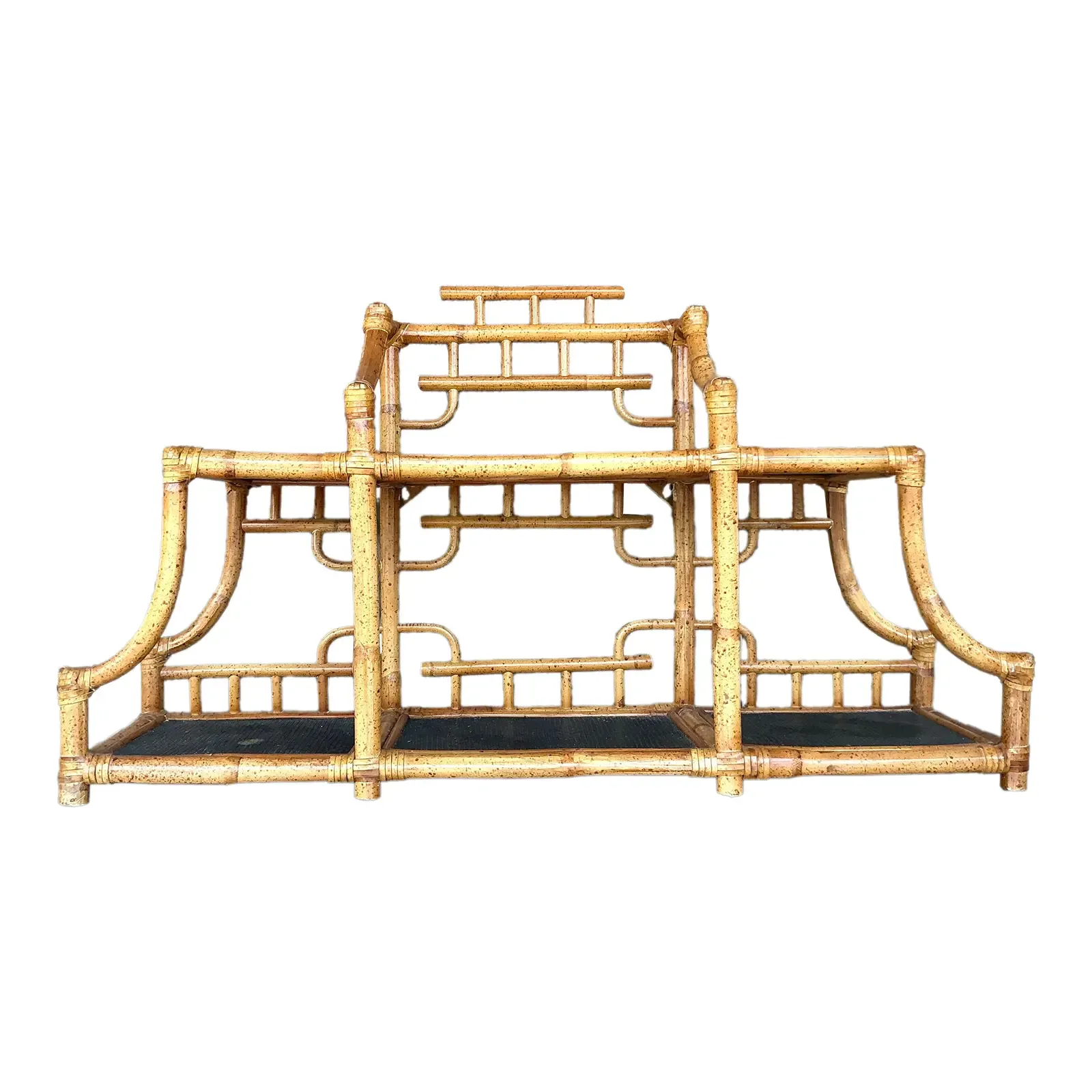 Vintage Boho Bent Bamboo Table Top Etagere - Detail view