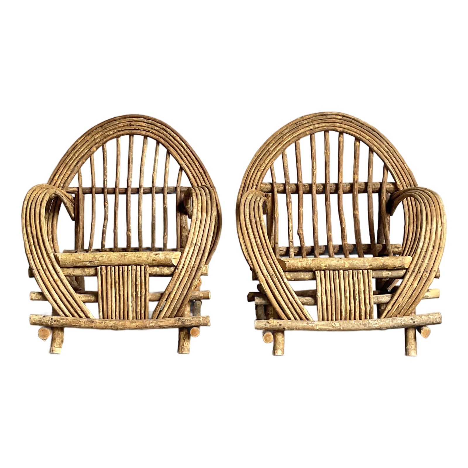 Vintage Boho Bent Branch Adirondack Chairs - A Pair - Detail view
