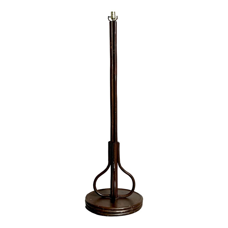 Vintage Boho Bent Rattan Floor Lamp - Detail view