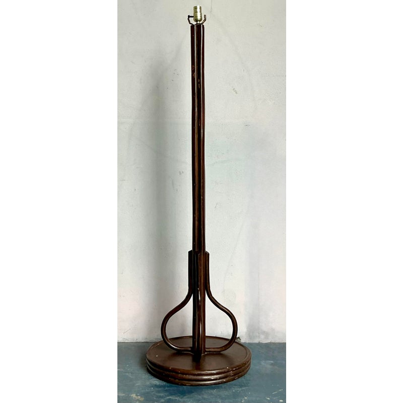 Vintage Boho Bent Rattan Floor Lamp - Top view