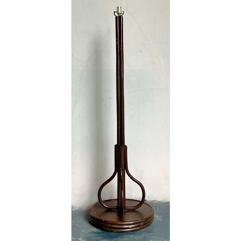 Vintage Boho Bent Rattan Floor Lamp - Back view