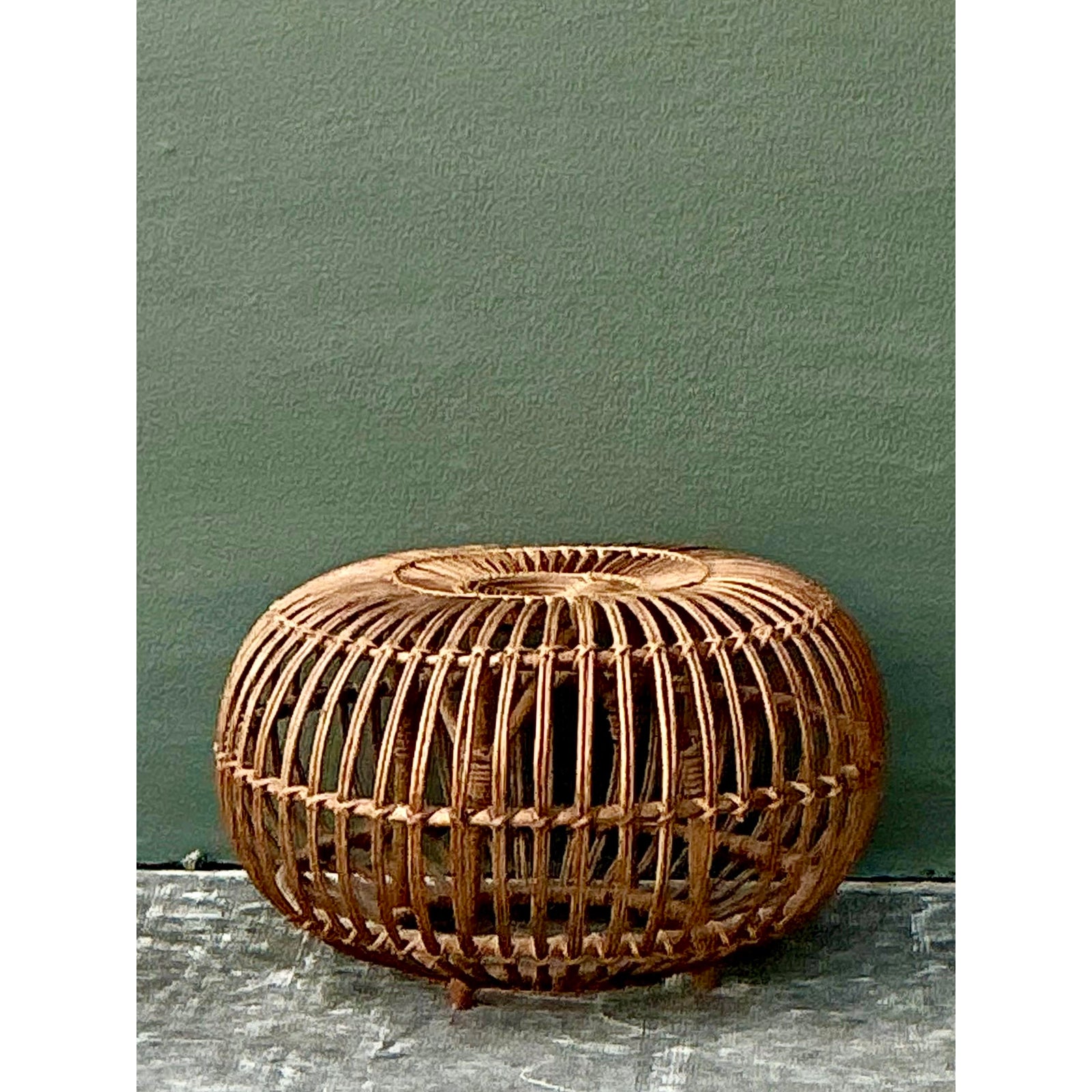 Vintage Boho Bent Rattan Low Table After Albini - Top view