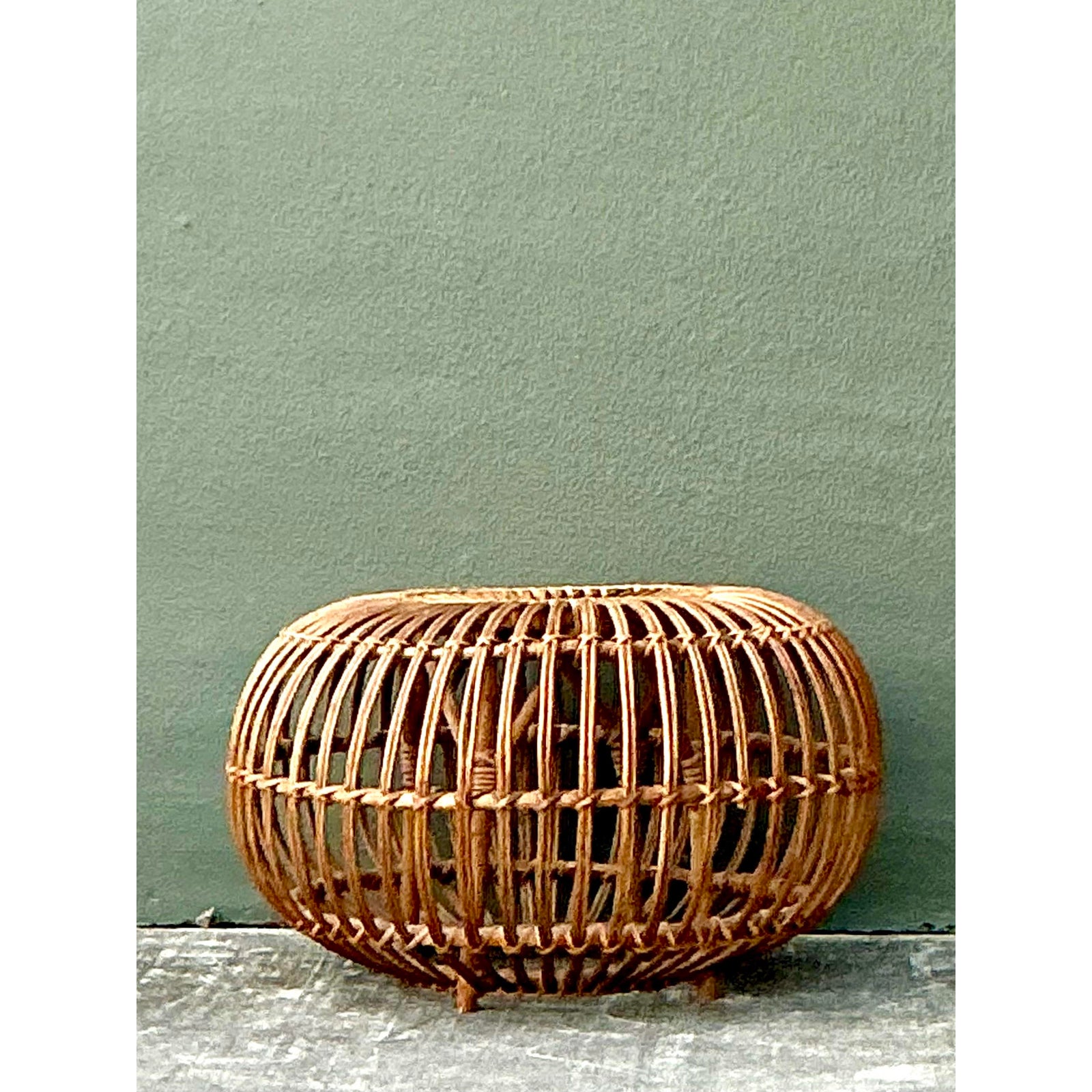 Vintage Boho Bent Rattan Low Table After Albini - Detail view
