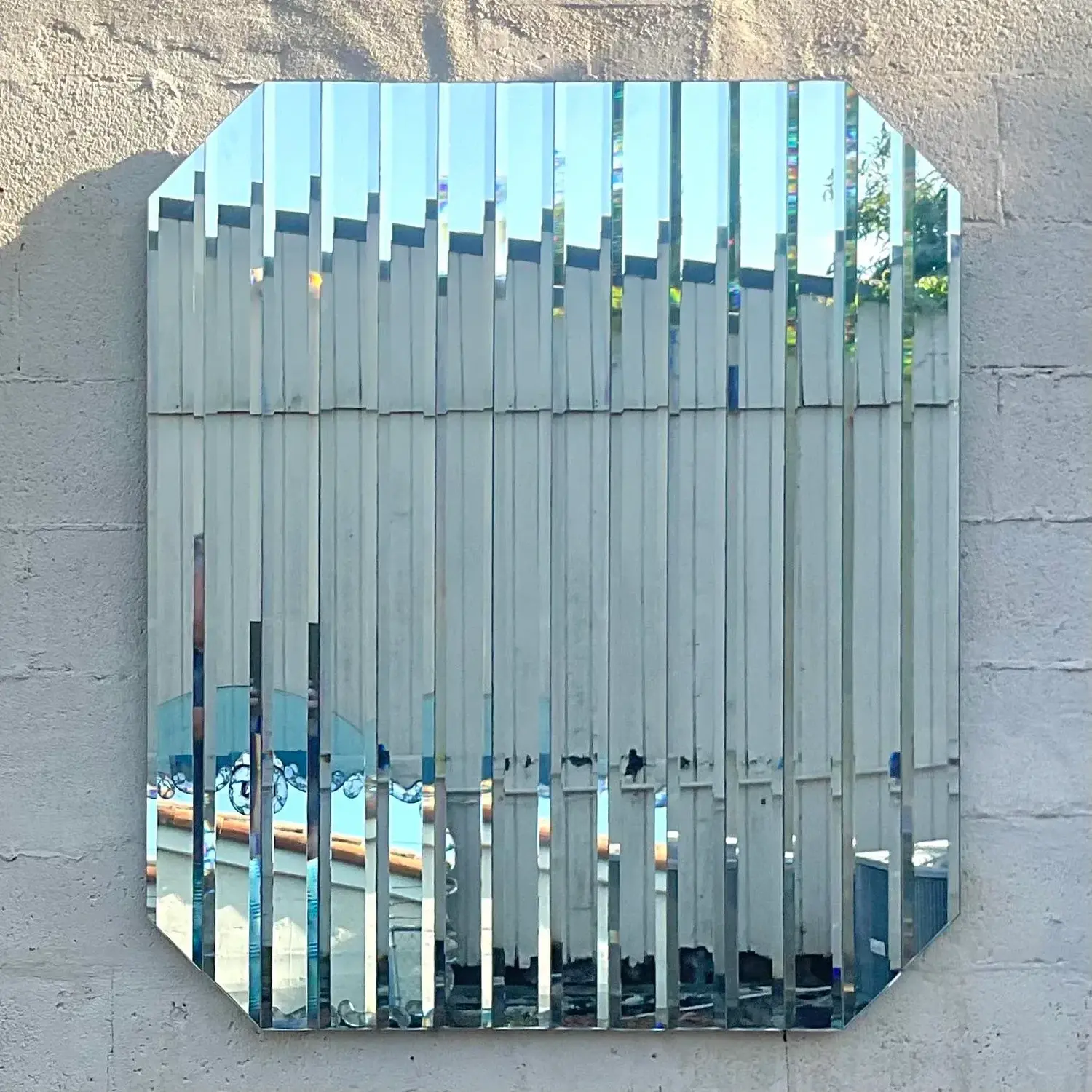 Vintage Boho Beveled Glass Stripe Mirror - Detail view