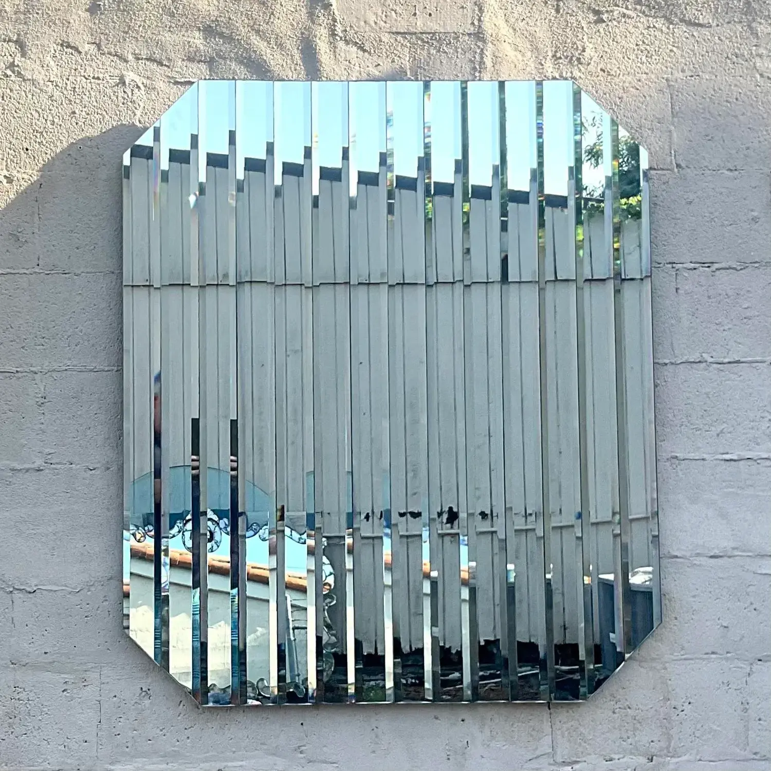 Vintage Boho Beveled Glass Stripe Mirror - Side view