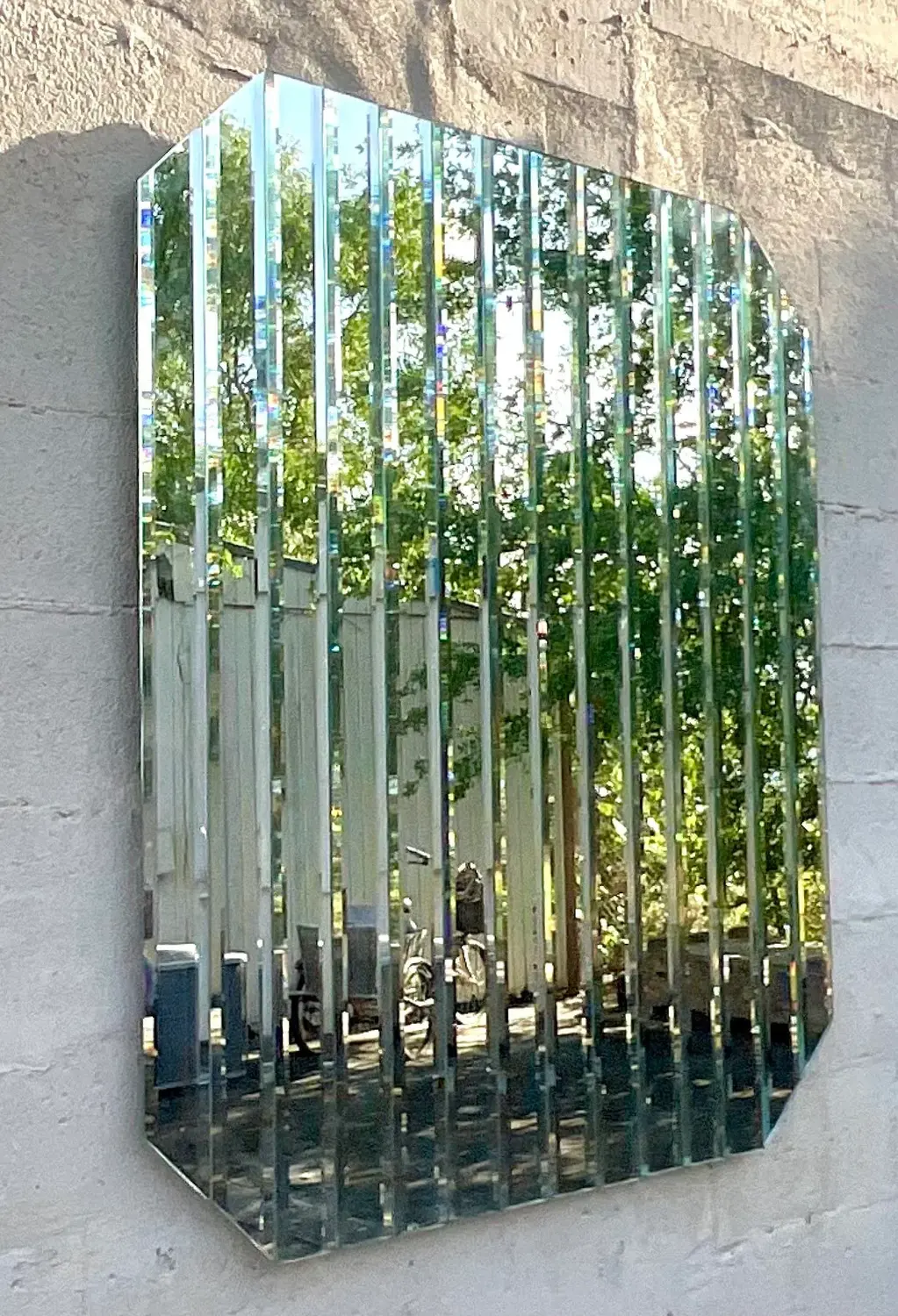 Vintage Boho Beveled Glass Stripe Mirror - Back view