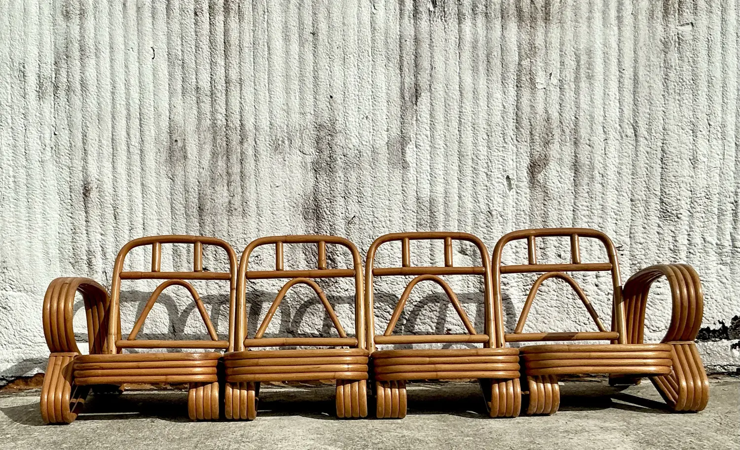 Vintage Boho Beverly Hills Rattan Sofa - Top view