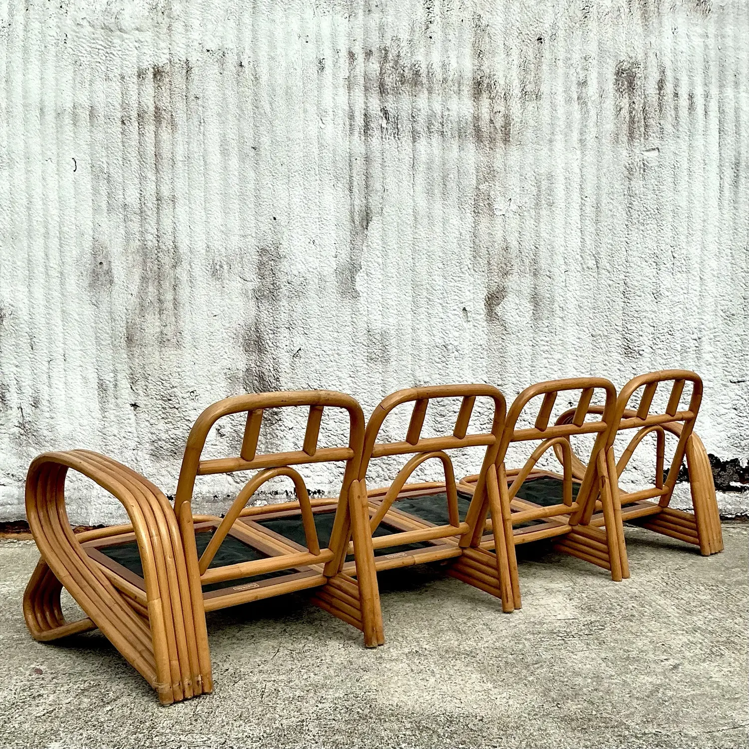 Vintage Boho Beverly Hills Rattan Sofa - Detail view