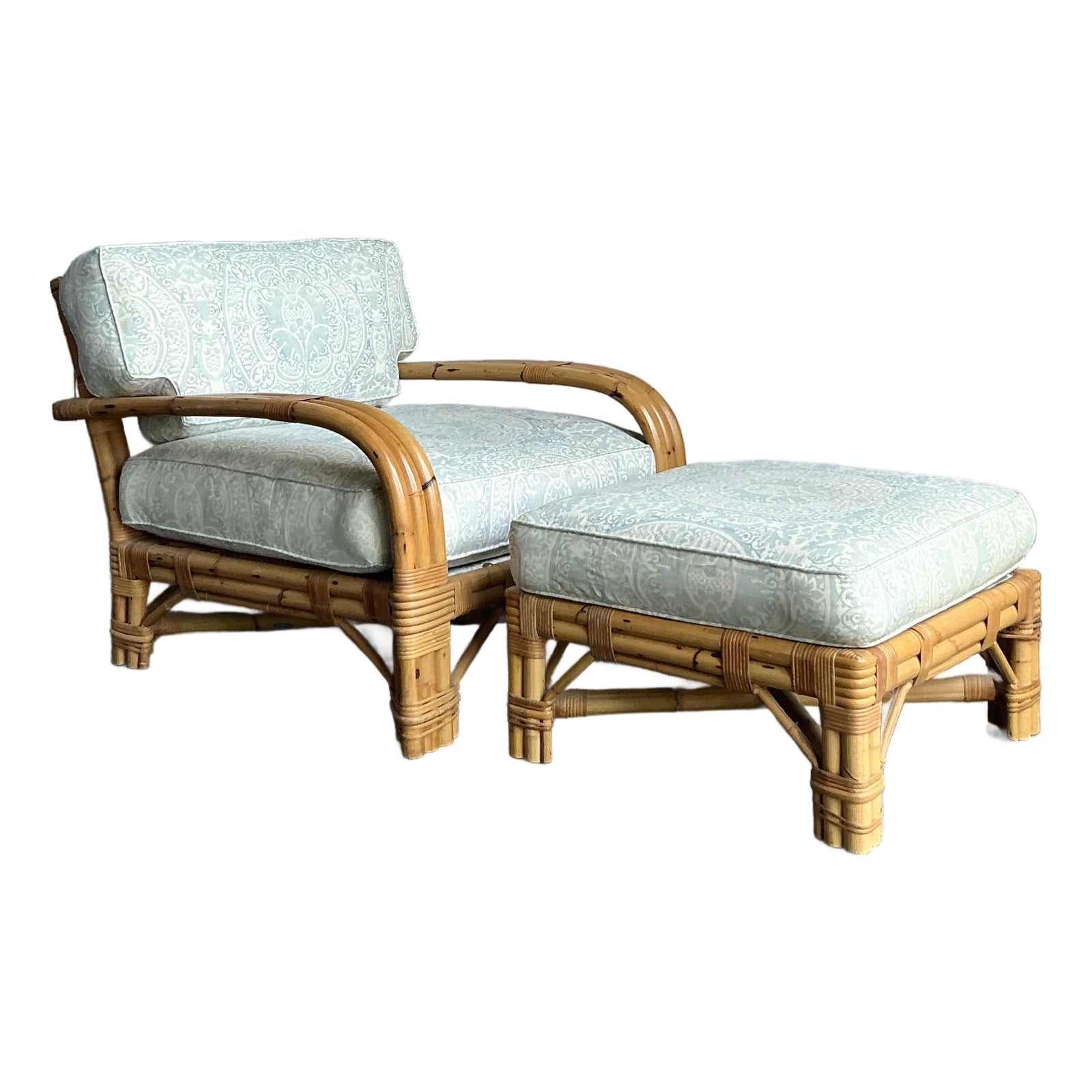 Vintage Boho Bielecky Brothers Lounge Chairs With Ottoman - Detail view