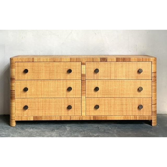 Vintage Boho Bielecky Brothers Woven Rattan Dresser - Side view