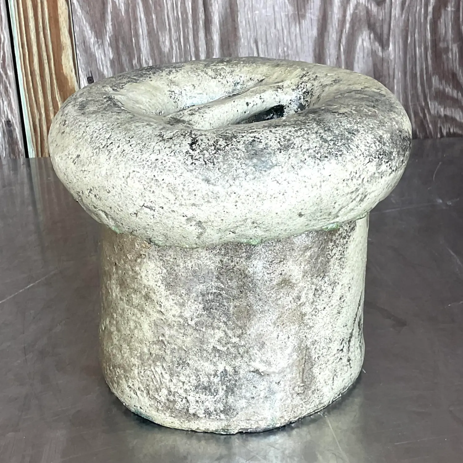 Vintage Boho Biomorphic Studio Pottery Lidded Vessel - Top view