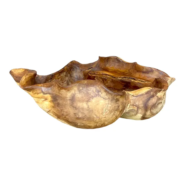 Vintage Boho Biomorphic Wooden Bowl