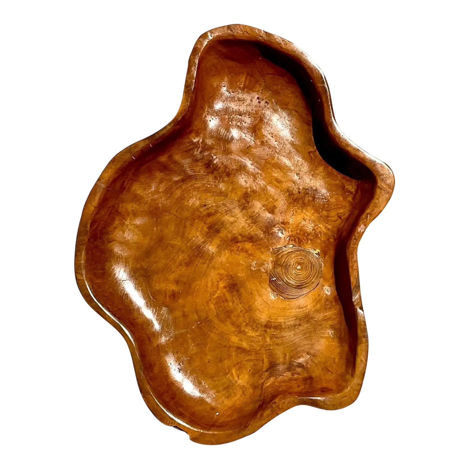 Vintage Boho Biomorphic Wooden Tray - Detail view