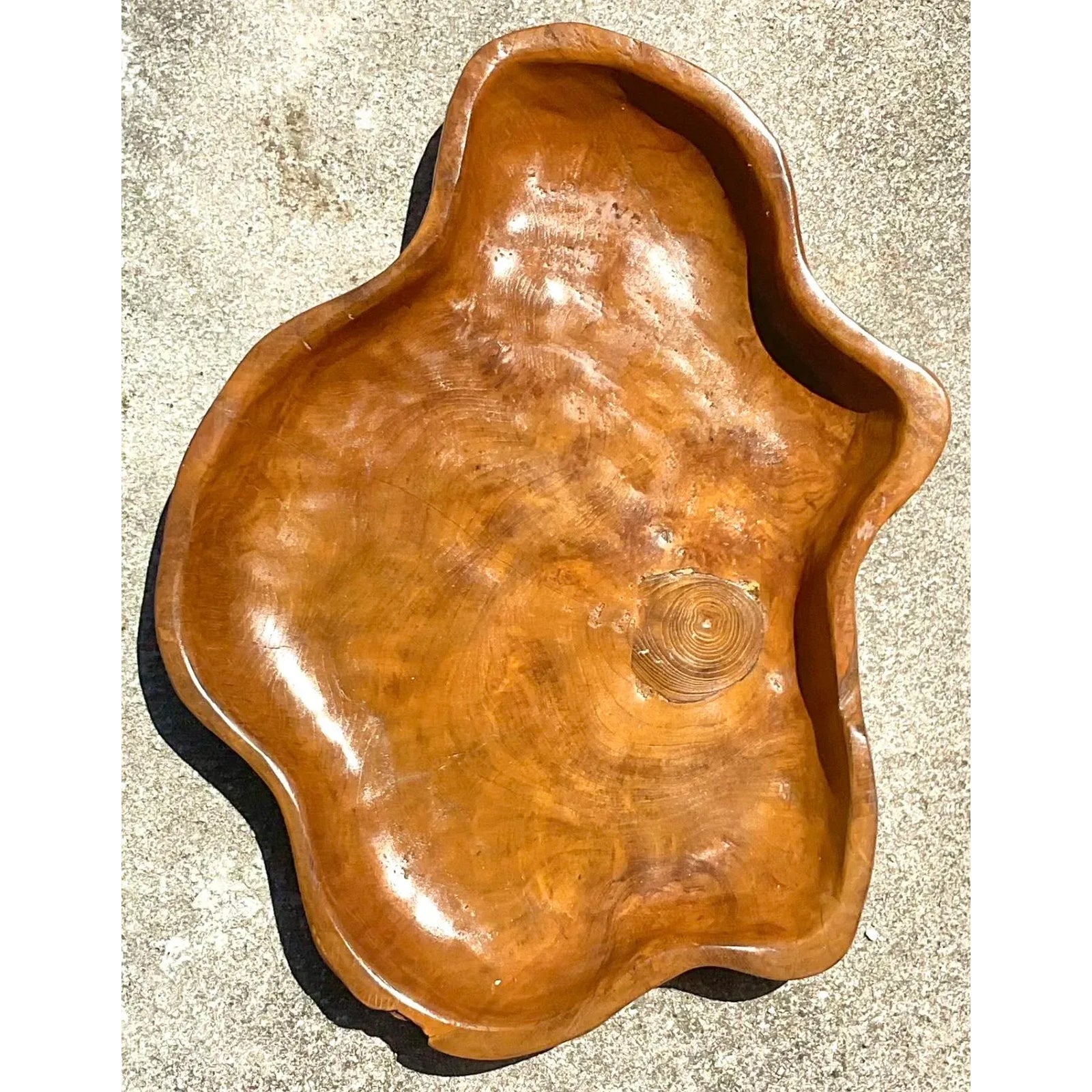 Vintage Boho Biomorphic Wooden Tray - Top view