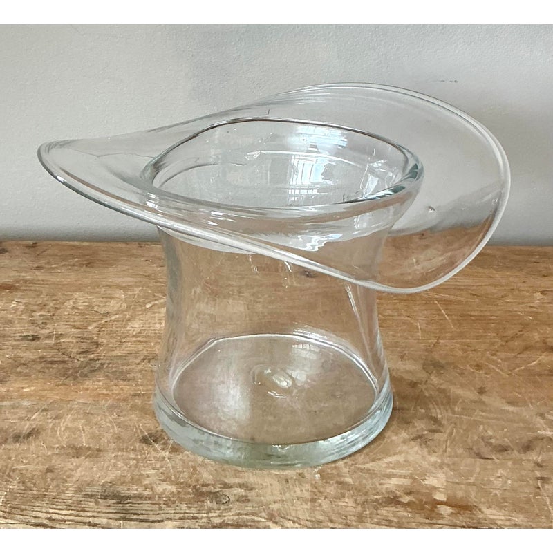 Vintage Boho Blenko Glass Top Hat Ice Bucket - Side view