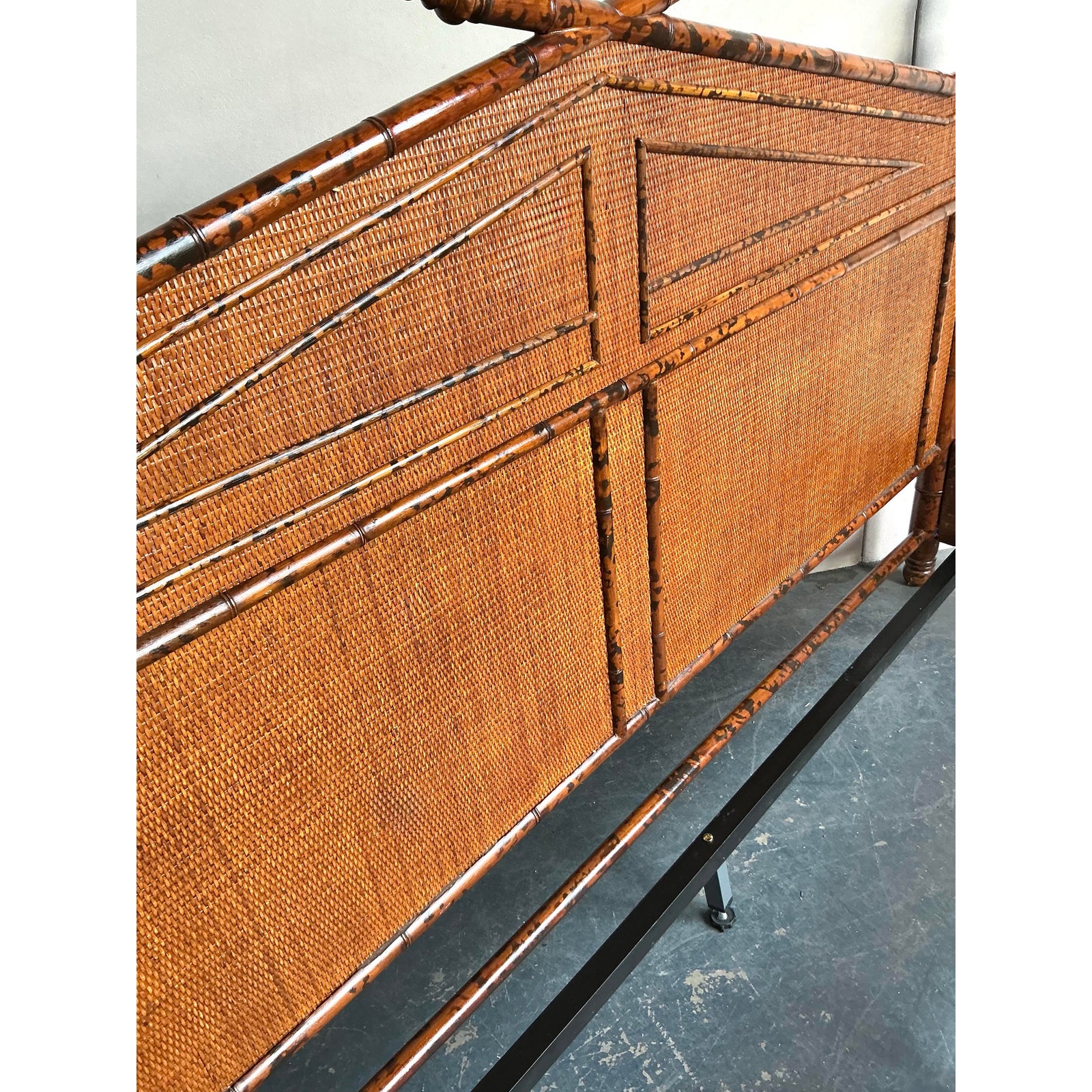Vintage Boho Bloomingdale’s Burnt Bamboo King Bed - Back view