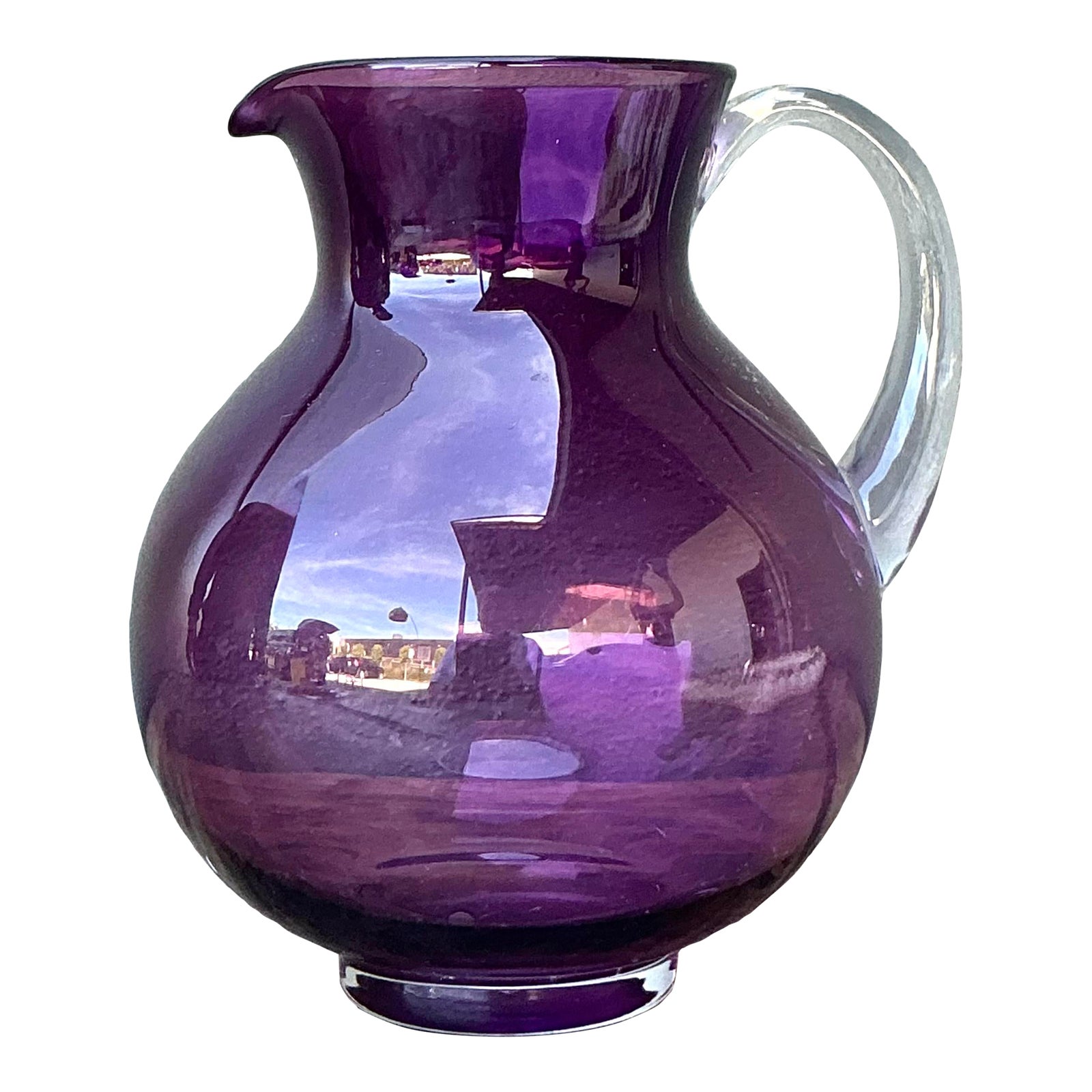 Vintage Boho Blown Glass Pitcher