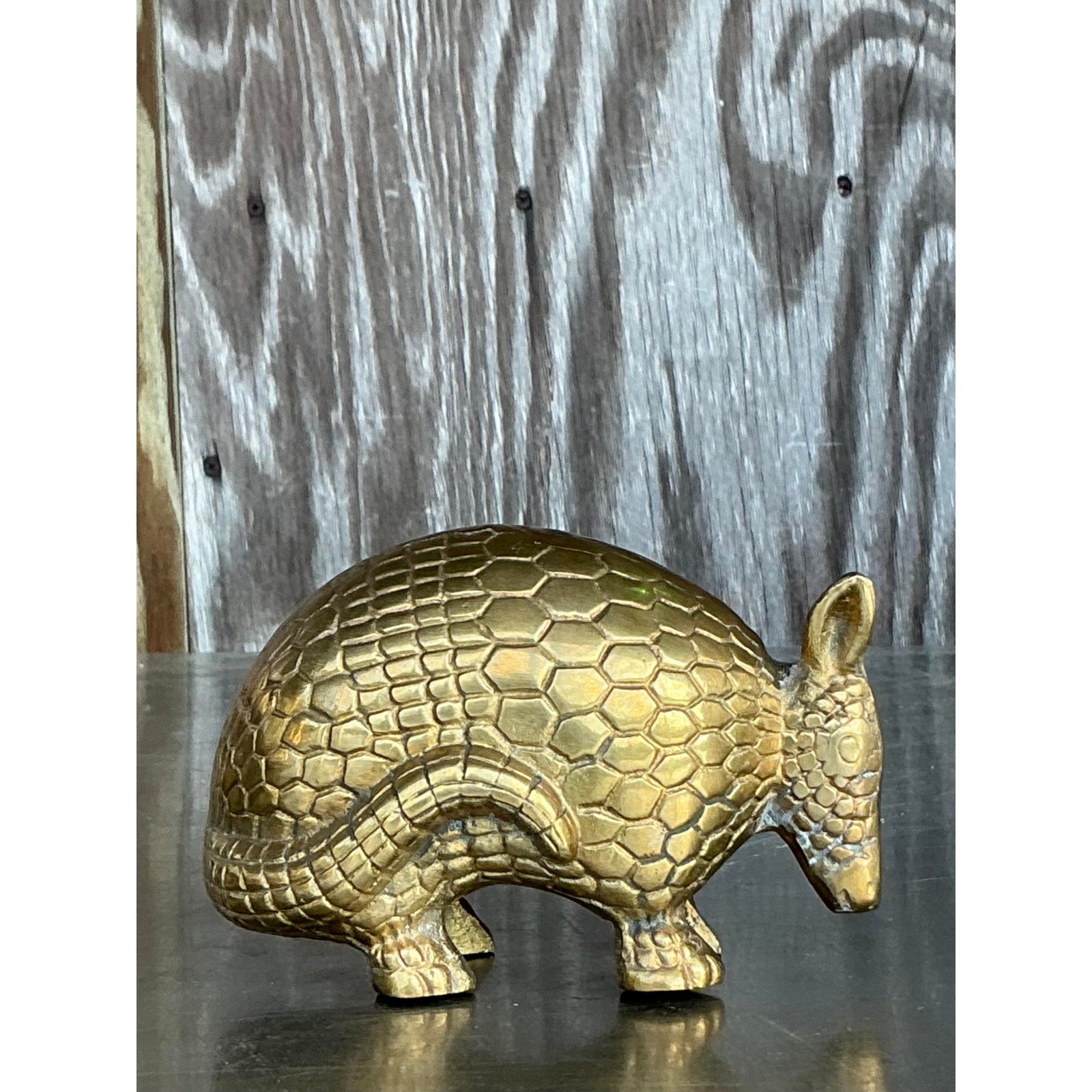 Vintage Boho Brass Armadillo - Top view