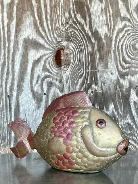 Vintage Boho Brass Fish After Sergio Bustamante - Side view