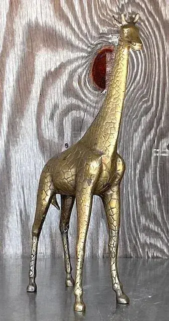 Vintage Boho Brass Giraffe - Side view
