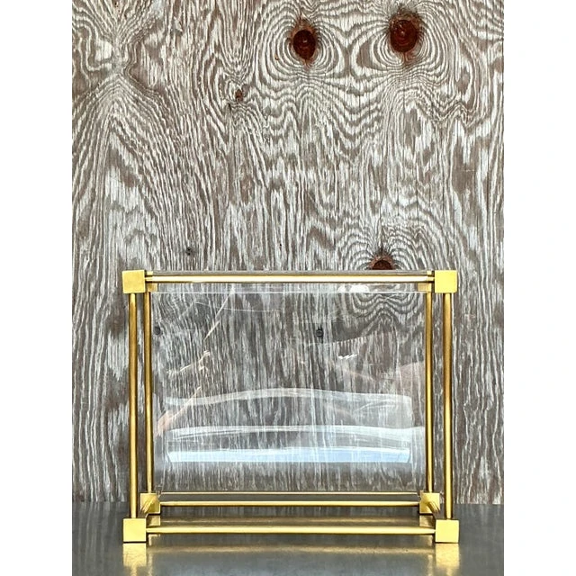 Vintage Boho Brass Magazine Holder After Charles Hollis Jones - Top view