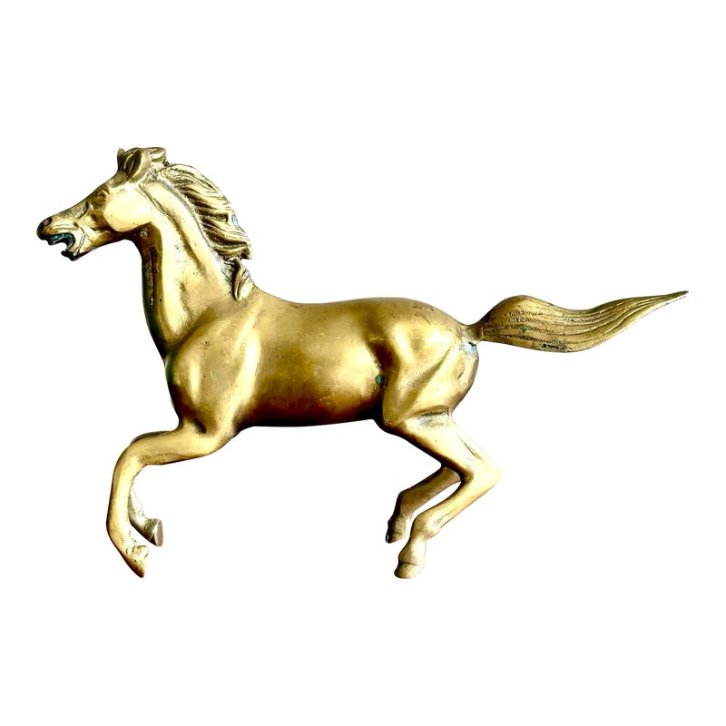 Vintage Boho Brass Running Horse Sculpture - Detail view