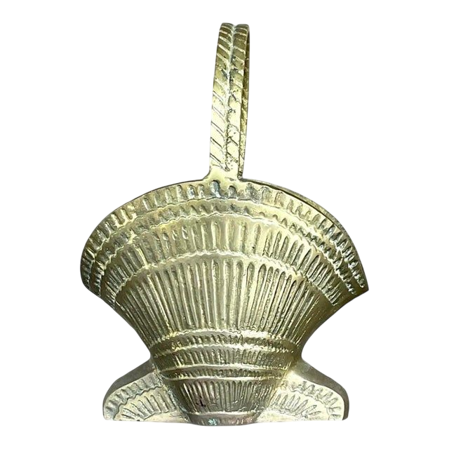 Vintage Boho Brass Shell Basket Vase