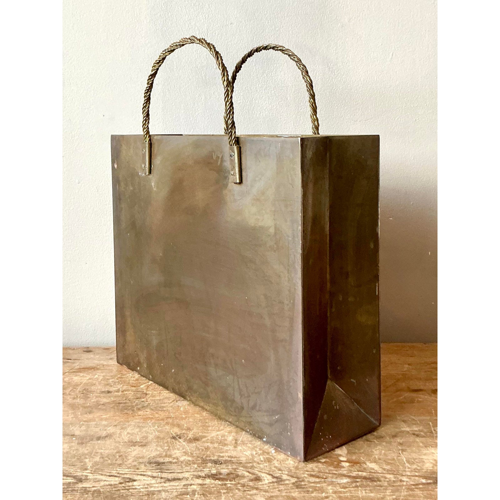 Vintage Boho Brass Shopping Bag After Gio Ponte - Detail view