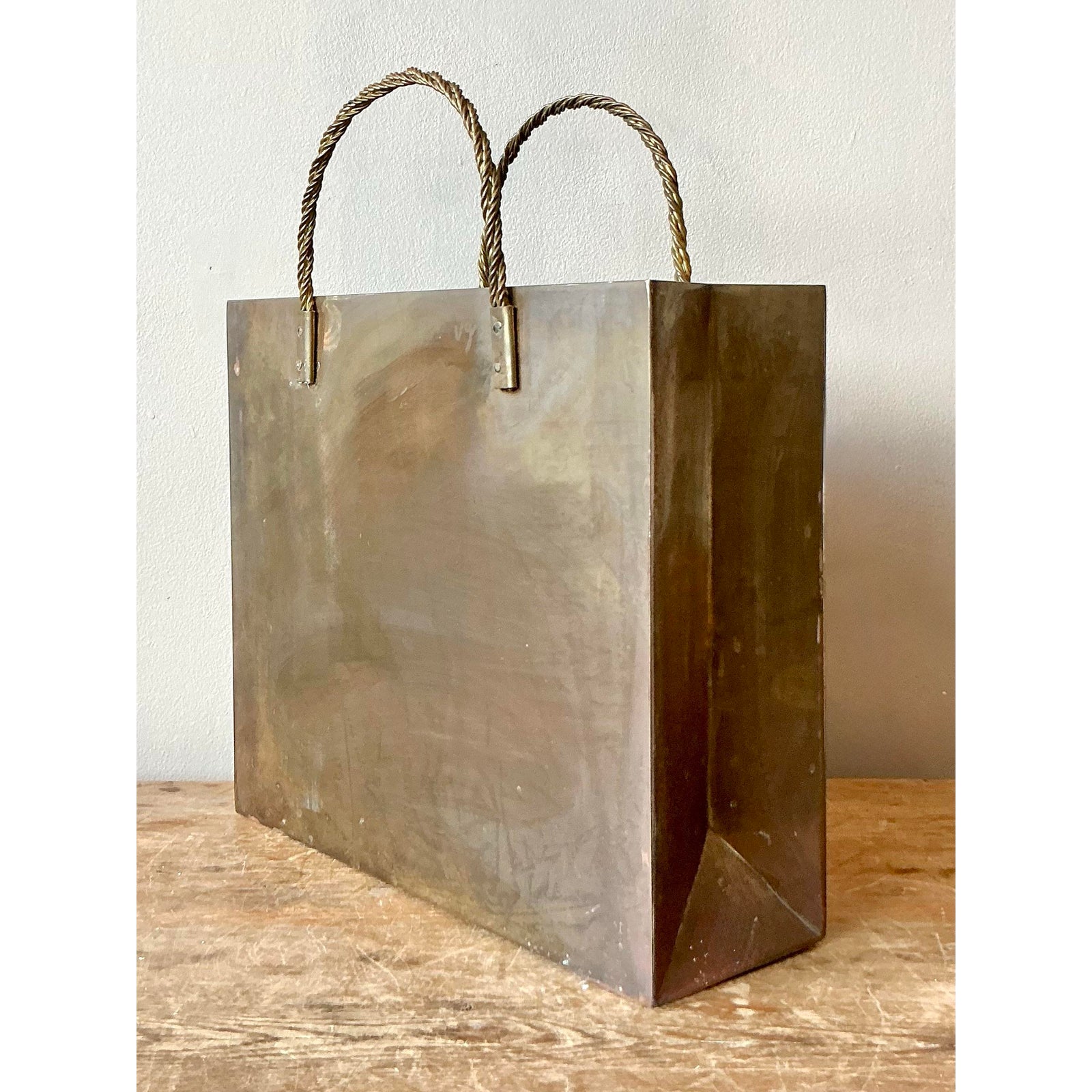 Vintage Boho Brass Shopping Bag After Gio Ponte - Top view