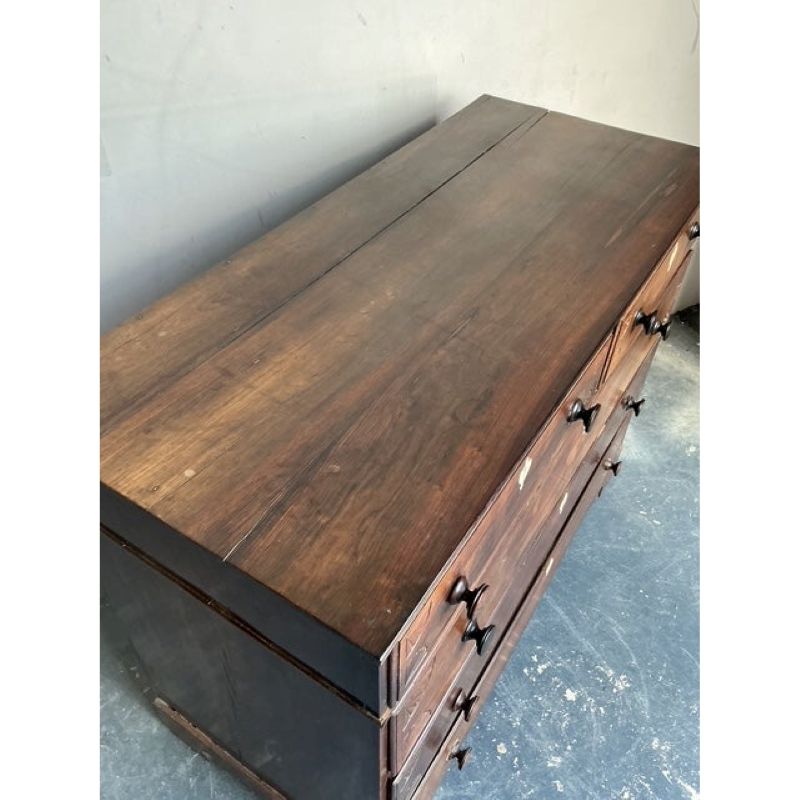 Vintage Boho British Colonial Carved Chest With Bone Escutcheons - Top view