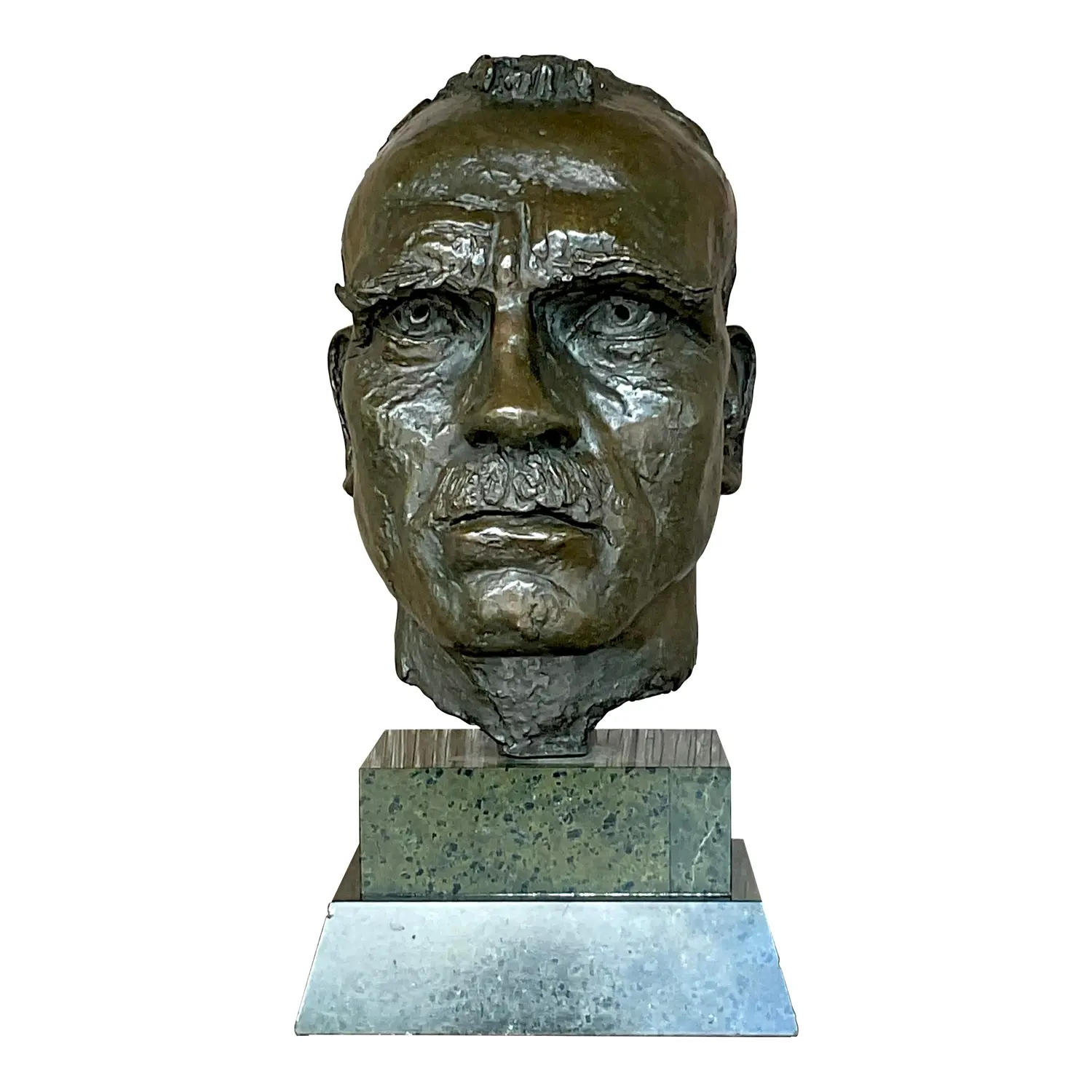 Vintage Boho Bronze Bust of Man After Jacob Epstein