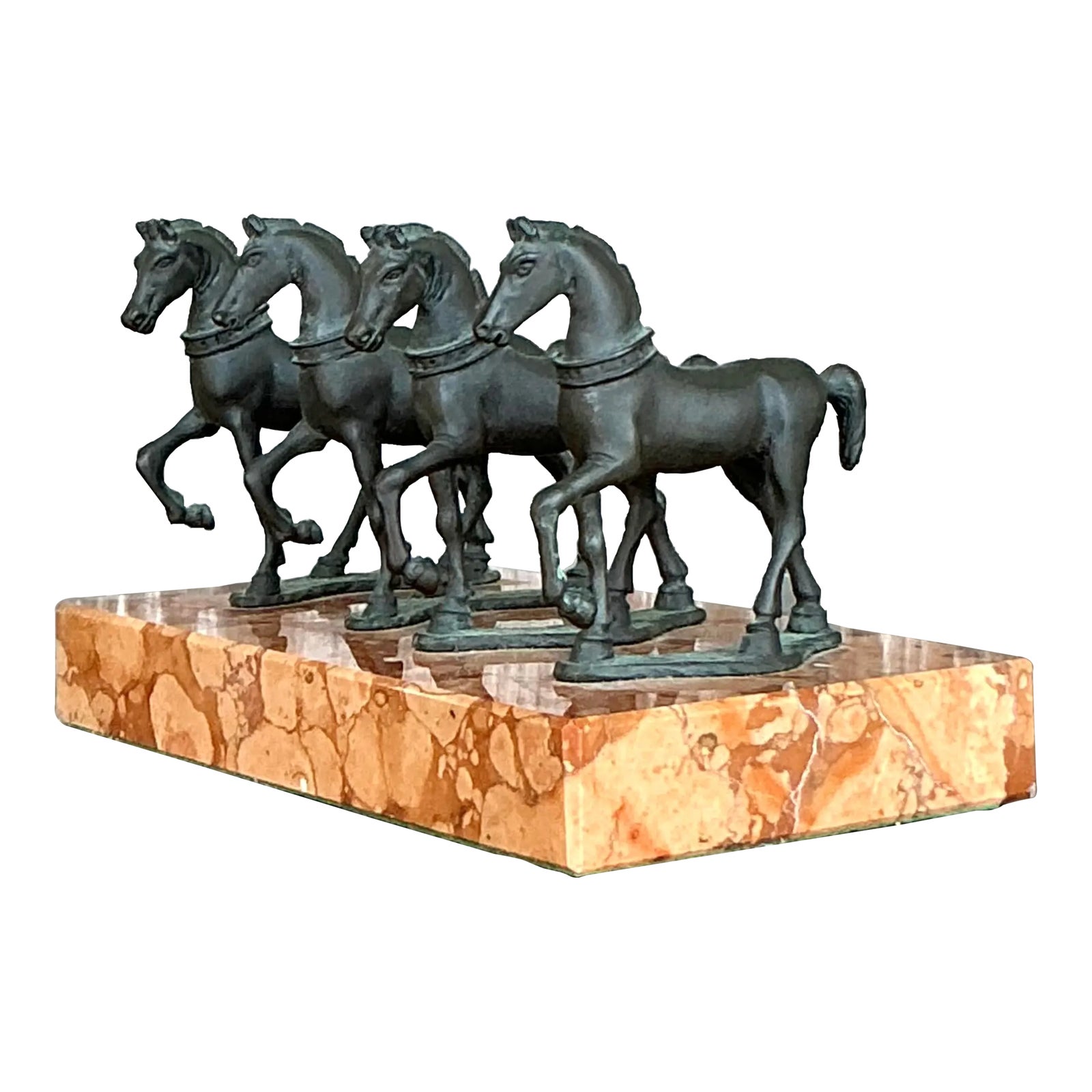 Vintage Boho Bronze Horse Sculpture - Detail view