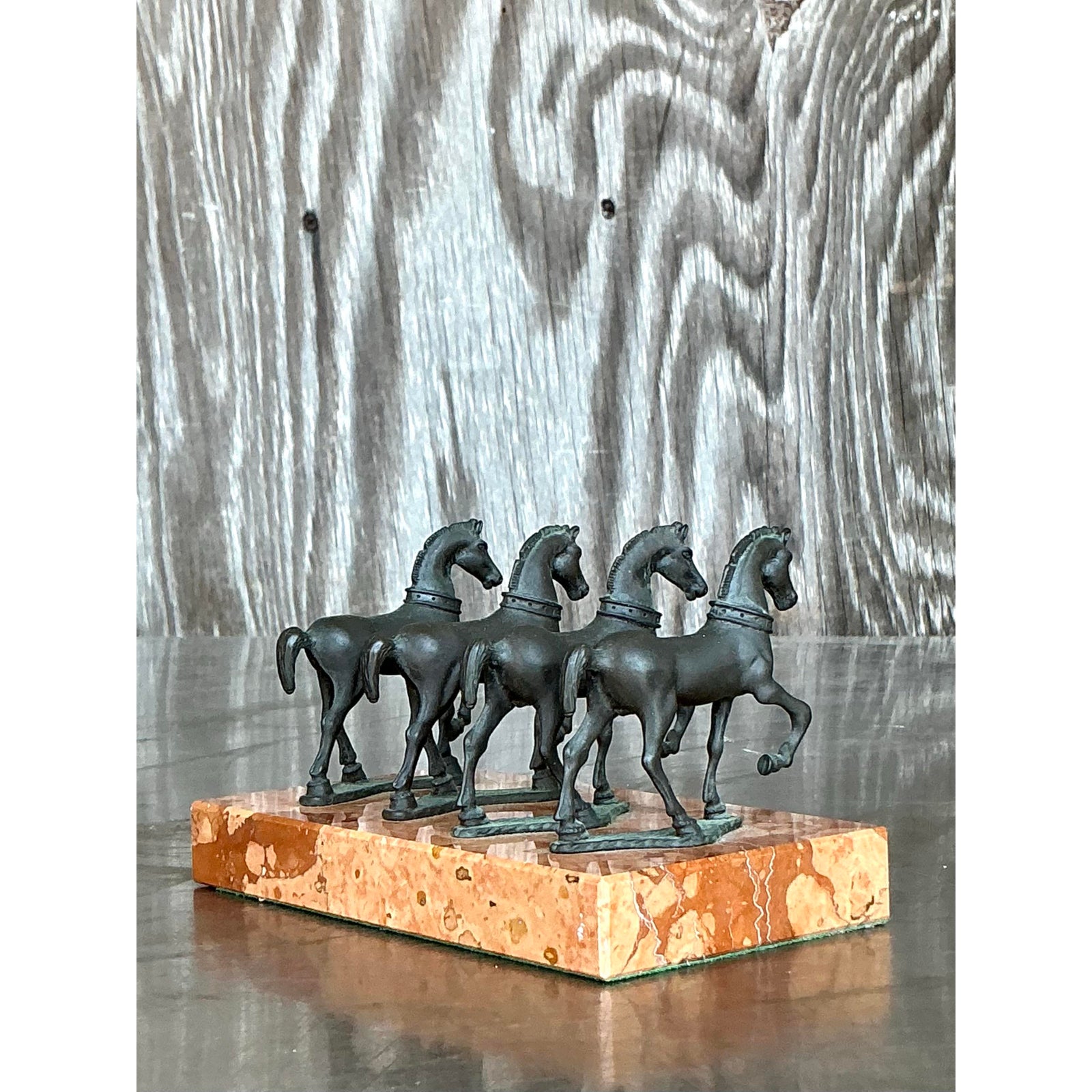Vintage Boho Bronze Horse Sculpture - Side view