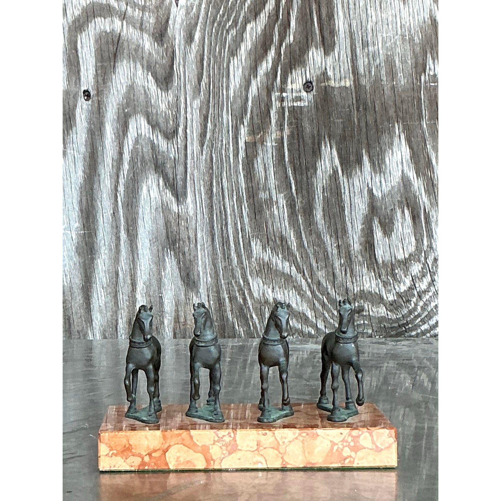 Vintage Boho Bronze Horse Sculpture - Back view