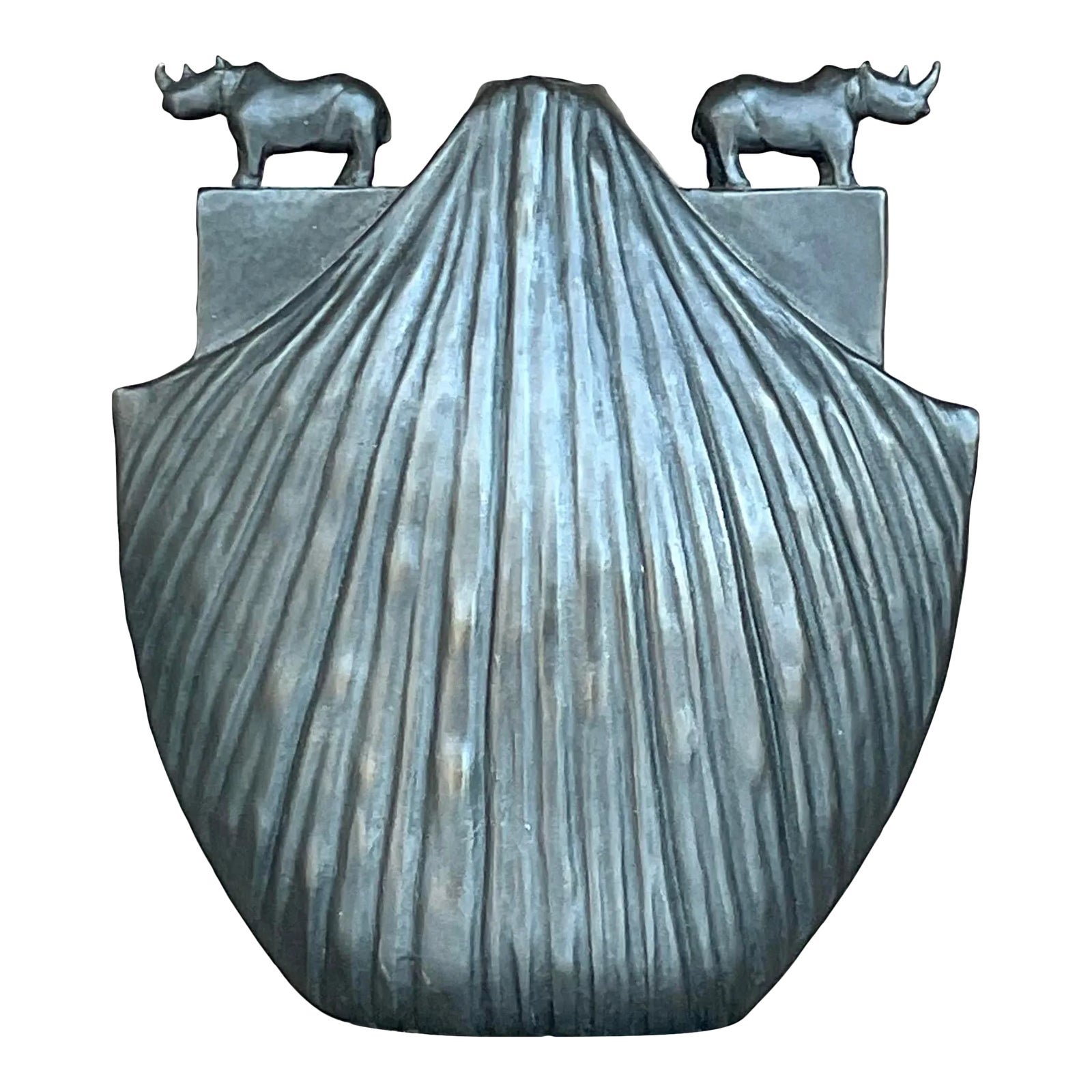 Vintage Boho Bronze Rhino Vase