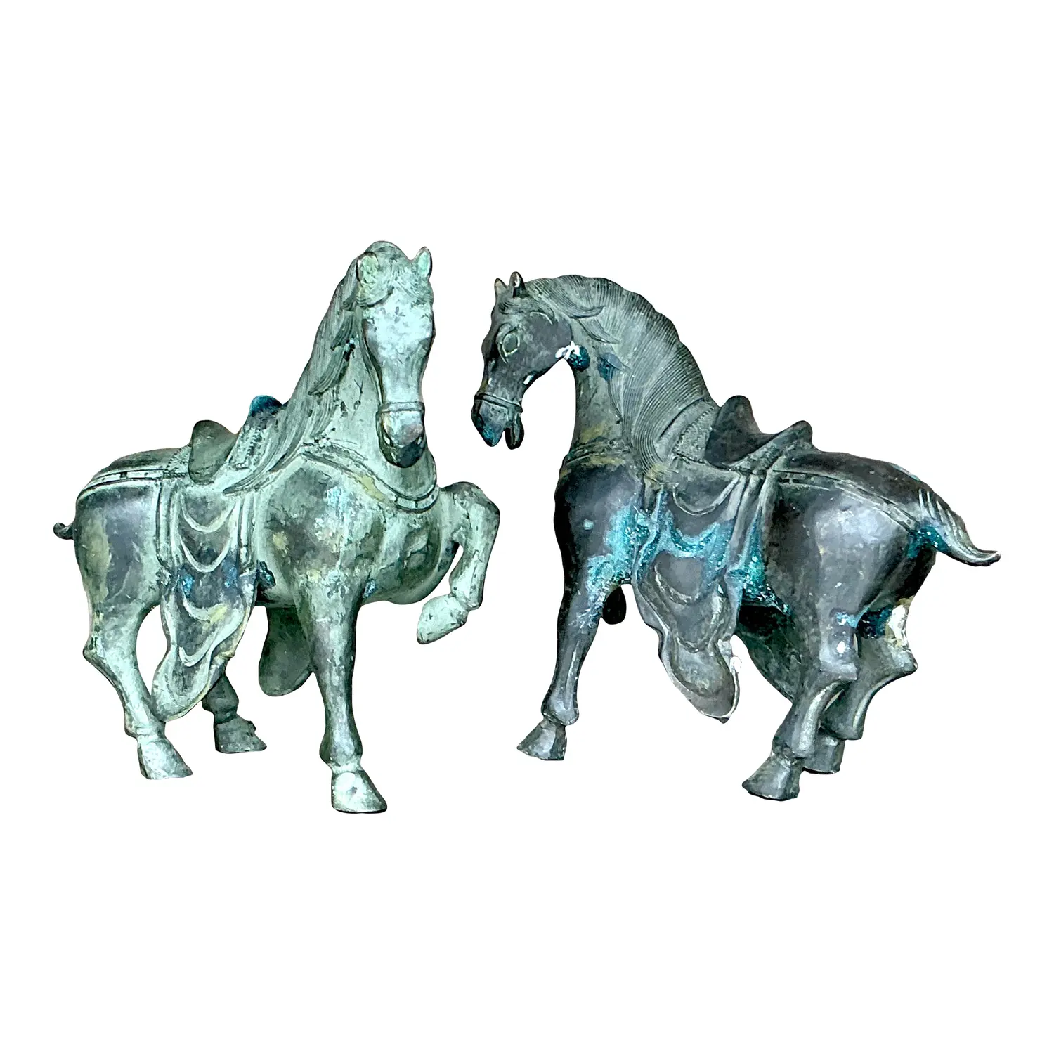 Vintage Boho Bronze Temple Horses - Set of 2