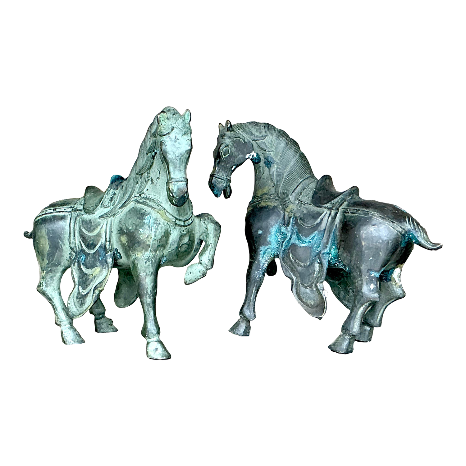 Vintage Boho Bronze Temple Horses - Set of 2 - Detail view