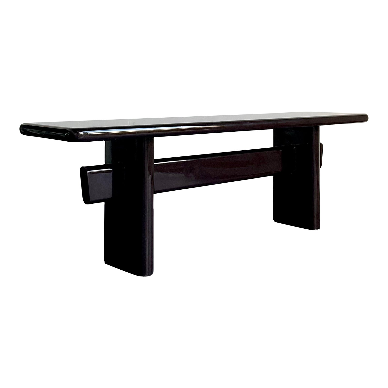 Vintage Boho Brown Lacquered Console Table