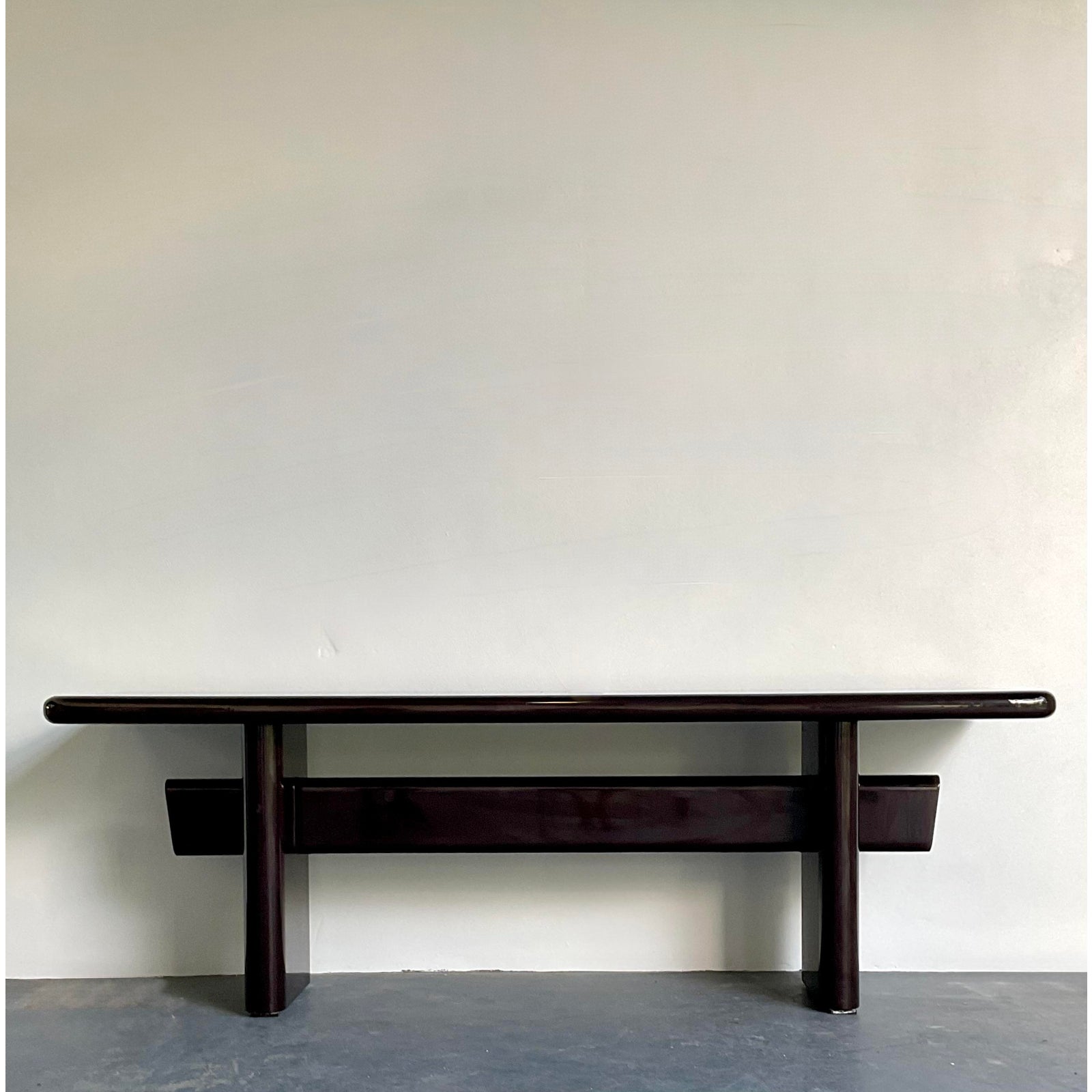 Vintage Boho Brown Lacquered Console Table - Detail view