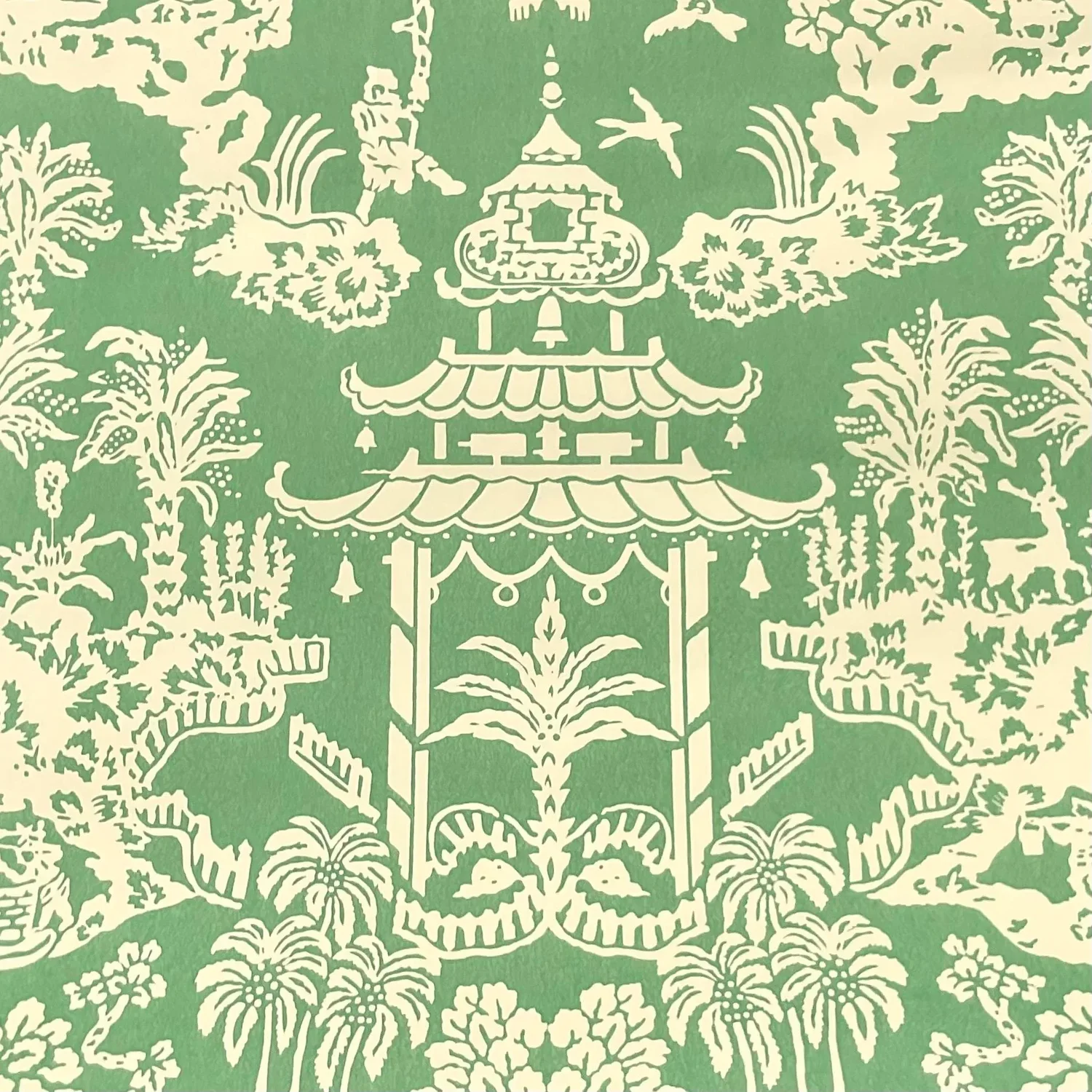 Vintage Boho Brunschwig & Fils Lhasa Hand Printed Double Roll Wallpaper