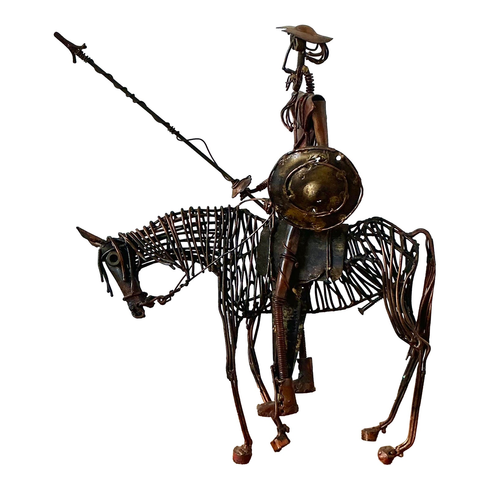 Vintage Boho Brutalist Sculpture of Don Quixote De La Mancha