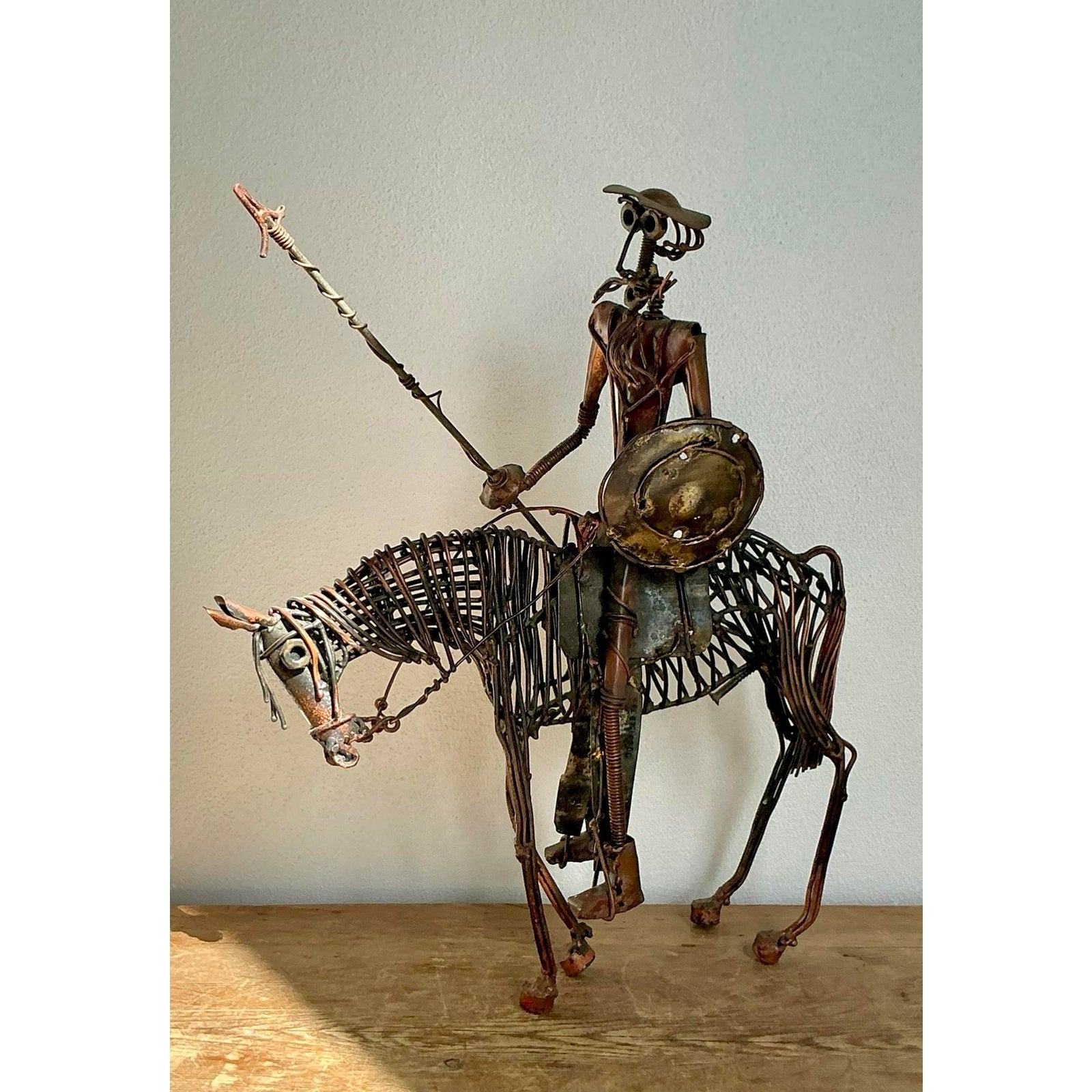 Vintage Boho Brutalist Sculpture of Don Quixote De La Mancha - Side view
