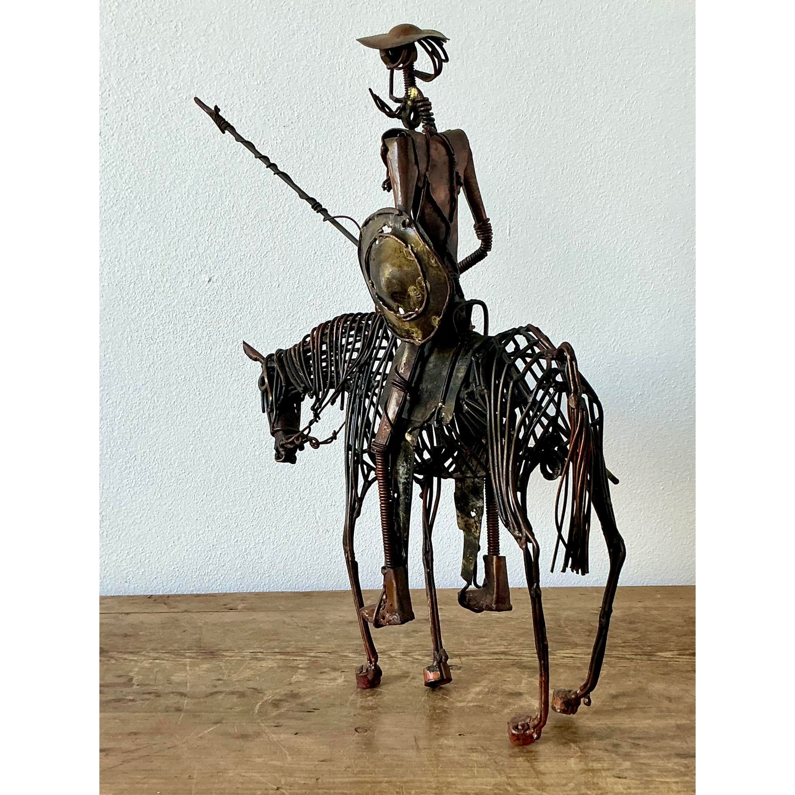 Vintage Boho Brutalist Sculpture of Don Quixote De La Mancha - Top view
