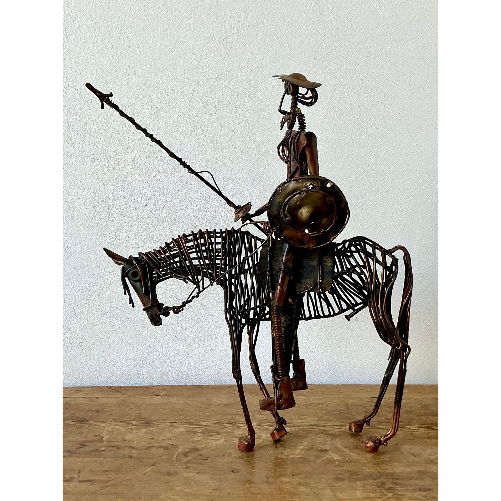 Vintage Boho Brutalist Sculpture of Don Quixote De La Mancha - Detail view