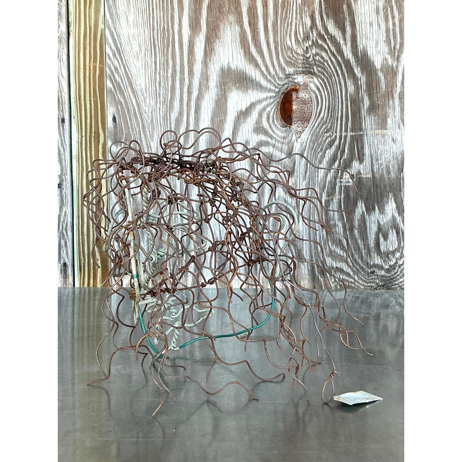 Vintage Boho Brutalist Wire Sculpture of Head - Back view