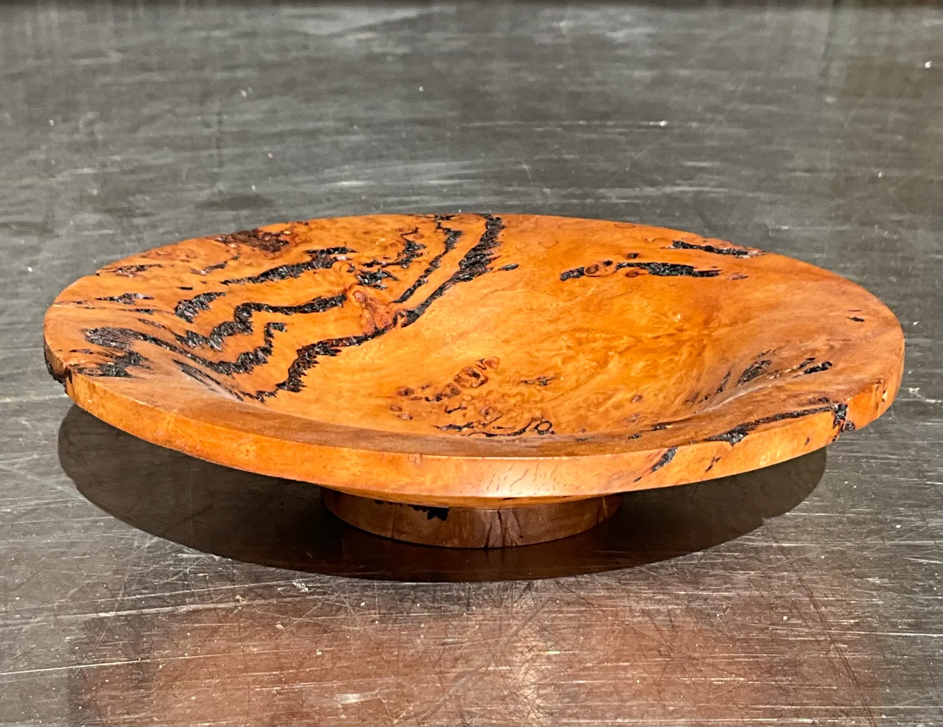 Vintage Boho Burl Wood Bowl  - Side view