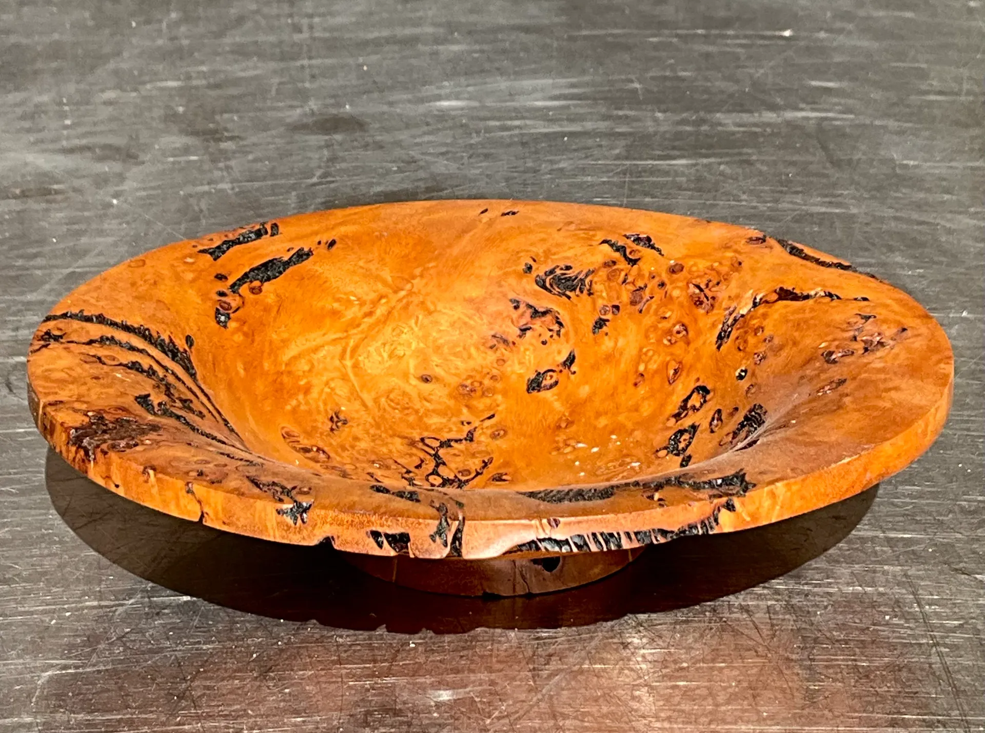 Vintage Boho Burl Wood Bowl  - Top view