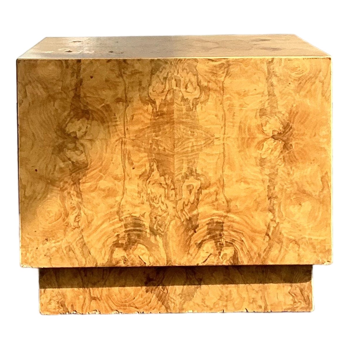 Vintage Boho Burl Wood Cube Side Table