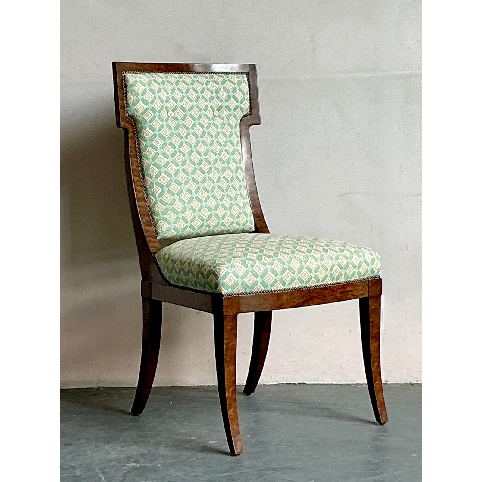 Vintage Boho Burl Wood Desk Chair - Back view